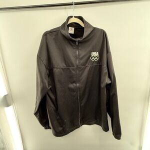 USA Olympic Committee 3XL Black Full Zip‎ Jacket Fleece Lined Made in USA